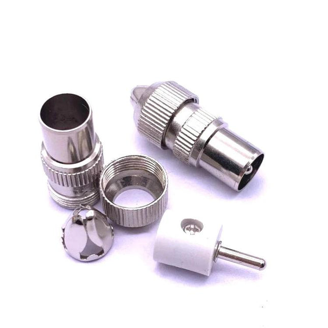 Metal RF Male Connector for TV Antenna Cable Connections - durable metal TV antenna cable connector for stable DIY installations