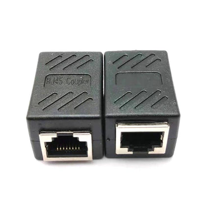 RJ45 Shielded Connector for Extending Network Cables - black all-copper shielded inline coupler with gold-plated core for stable home office and lab connections
