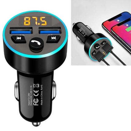 Halo Car MP3 Bluetooth Charger and FM Transmitter Elegant Black – compact car charger with dual USB ports, FM display and Bluetooth for hands-free streaming
