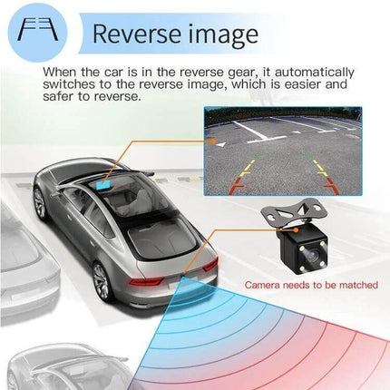 Android Car Navigation System with 9-Inch Reversing Display showing rear camera view, parking guidelines and 1024x600 screen for safe reversing