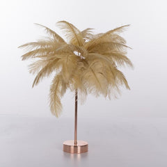 Ostrich Feather LED Night Light with Wrought Iron Base and Adjustable Brightness