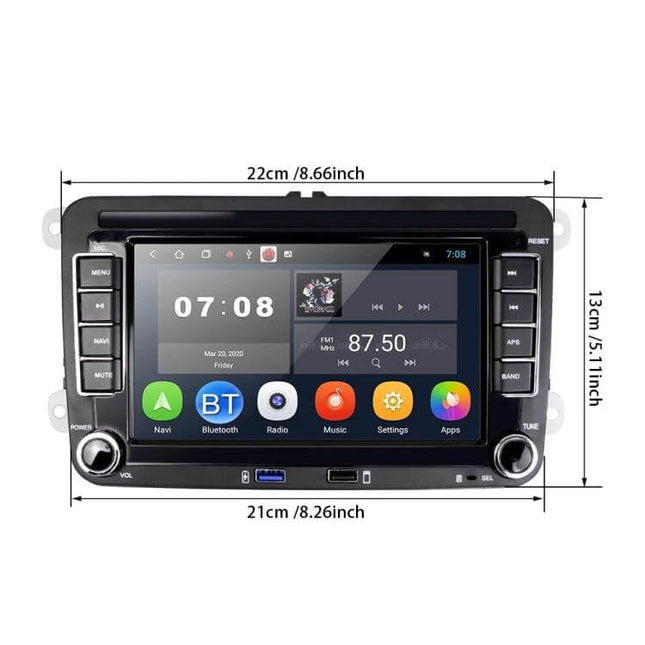 7-Inch Volkswagen Car Multimedia Player with Bluetooth and Navigation - 7-inch touchscreen GPS Bluetooth radio for Volkswagen vehicles
