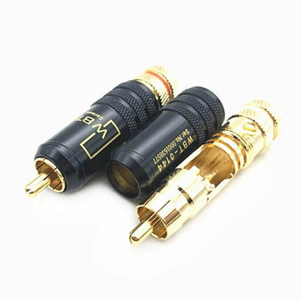 RCA Lotus Plug with Gold-Plating for Audio Connections – copper-based gold-plated RCA connectors for secure speaker and amplifier audio links