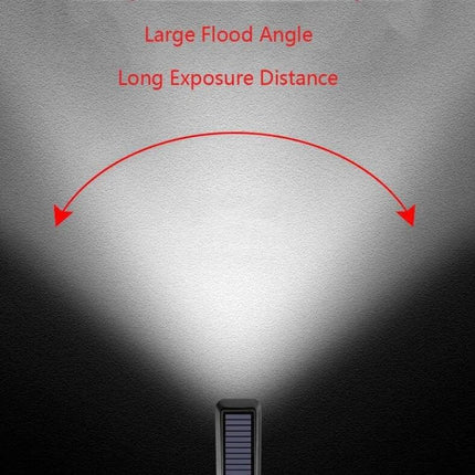 Bicycle Solar Headlight With Horn For Night Riding showing wide flood beam and long exposure distance from compact solar LED unit