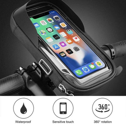 Mountain Bike Phone Holder With Touch Screen Mount on handlebars, waterproof TPU case with laminated touch film and 360° rotation