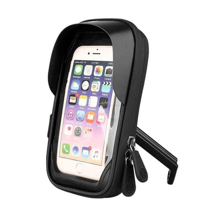 Mountain Bike Phone Holder With Touch Screen Mount securely attached to handlebars, waterproof TPU case with glove-compatible laminated touch film
