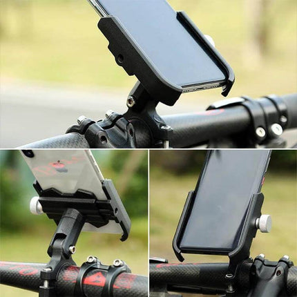 Bicycle Phone Holder for Handlebars and Rearview Mirrors mounted on bike handlebar, aluminum alloy weather-resistant phone mount