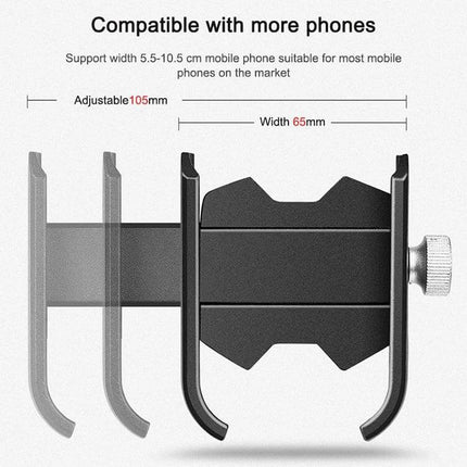 Bicycle Phone Holder for Handlebars and Rearview Mirrors - aluminum alloy adjustable phone mount fits 5.5–10.5cm phones