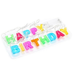 3 piezas de luces LED luminosas con letras de feliz cumpleaños que funcionan con pilas y luces coloridas con letras