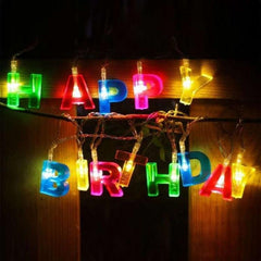 3 piezas de luces LED luminosas con letras de feliz cumpleaños que funcionan con pilas y luces coloridas con letras