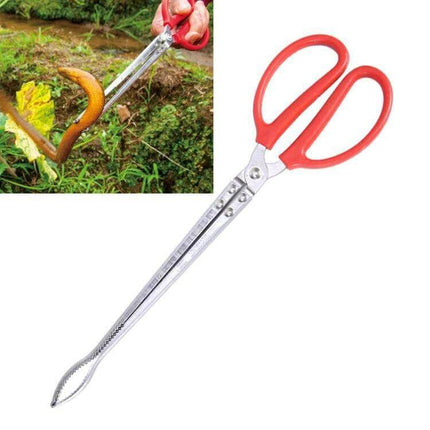 Rice Eel Clip Tongs For Crabs And Lobsters 38/52/62 Cm - long metal-jaw tongs with red plastic handles for gripping eels crabs and lobsters safely