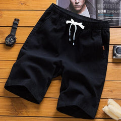 Pantalon de sport décontracté à 5 points en coton et lin