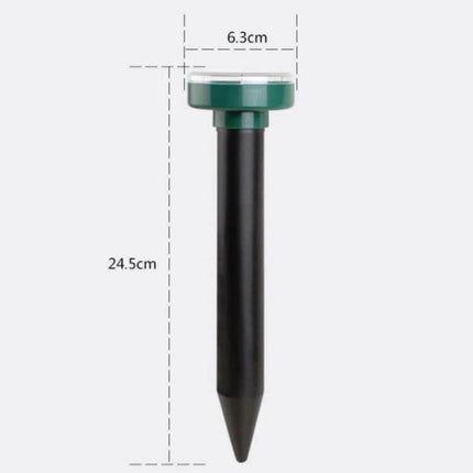 Solar Mouse Repeller Round Design For Patios And Gardens - green round solar rodent deterrent stake, 6.3cm head, 24.5cm length, ABS+PVC outdoor use