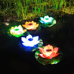 Solar Powered Waterproof Lotus Floating Garden Light