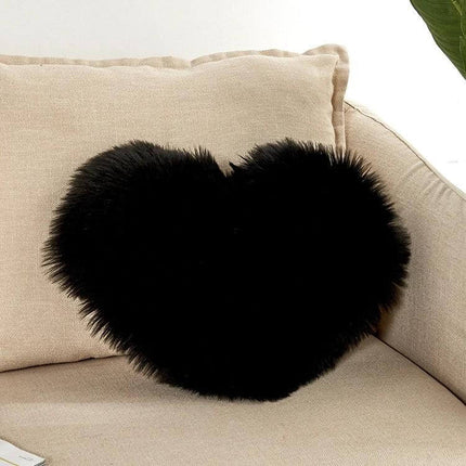 Home Cushion Pillow 40x50 Cm For Sofa And Bed Use - black heart-shaped plush cushion on beige sofa