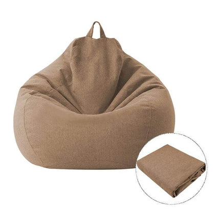 Lazy Sofa Bean Bag Chair Cover 70x80cm, Soft Fabric in Brown polyester cover for single-seat sofa — cover only, skin-friendly, odor-free, dorm or apartment