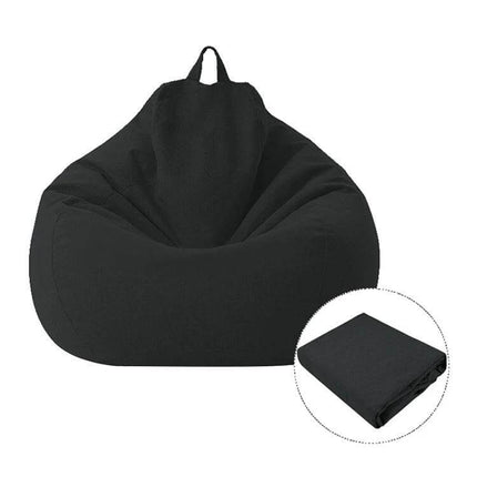Lazy Sofa Bean Bag Chair Cover 70x80cm, Soft Fabric black single-seat cover for living room dorms