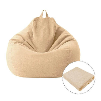 Alt Tag: Lazy Sofa Bean Bag Chair Cover 70x80cm, Soft Fabric beige single-seat cover for living room dorm apartments