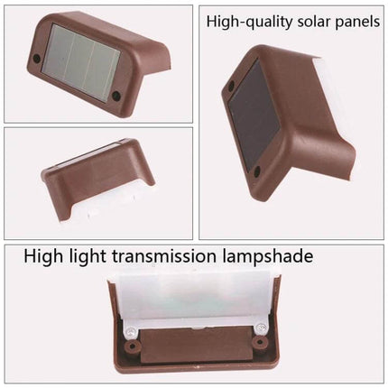 Solar Staircase Light For Outdoors Warm White Stairs Garden brown ABS solar step light with high-quality solar panel and lampshade IP65