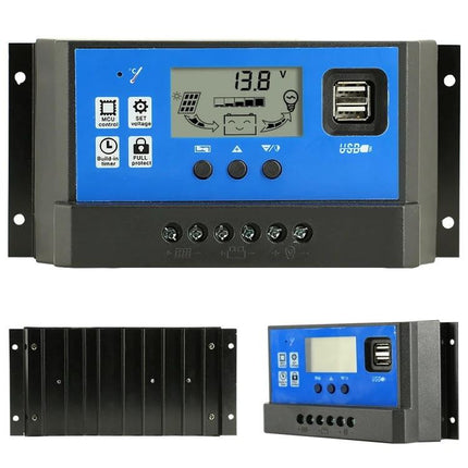 Versatile Solar Charging Controller for Street Lamps and Solar Systems - adaptive 12/24V controller with USB and LCD display for caravans, yachts, off-grid