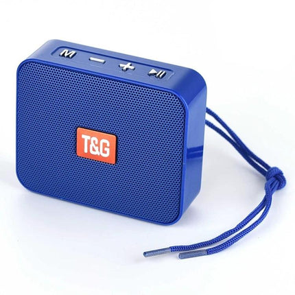 T And G Portable Bluetooth Speaker For Daily Commute Use compact blue speaker with strap, Bluetooth, FM, MP3 and hands‑free calls