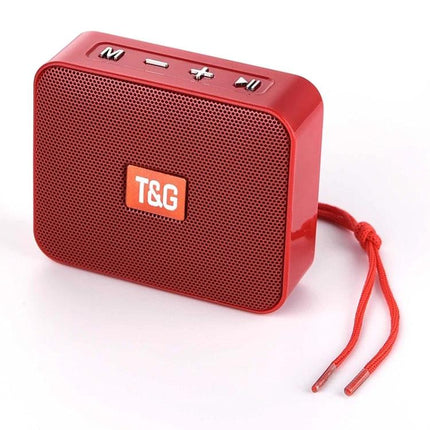 T And G Portable Bluetooth Speaker For Daily Commute Use compact red speaker with strap, Bluetooth, FM, MP3