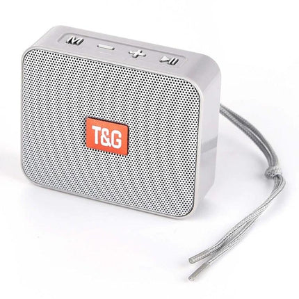 T And G Portable Bluetooth Speaker For Daily Commute Use compact white speaker with strap for travel and commuting