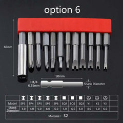 Magnetic S2 Steel 12-Piece Electric Tool Screwdriver Bit Set