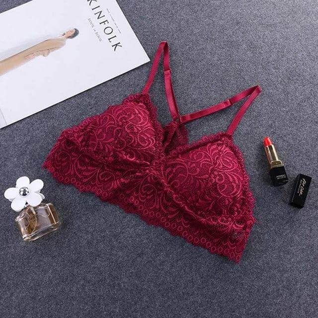 Luxe Lace Backless Padded Camisole Bra - Women's Must-Have Lingerie Top Red