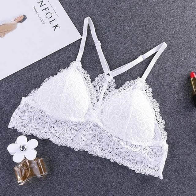 Luxe Lace Backless Padded Camisole Bra - Women's Must-Have Lingerie Top White