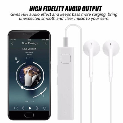 Earphone for Translating Languages During Travel and Business Meetings compact Bluetooth translator earphone with white earbuds and smartphone