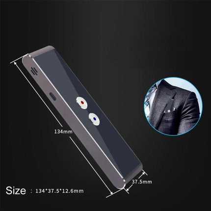 Salange Portable Translator for Everyday Travel and Learning compact handheld device shown with dimensions and pocketable design