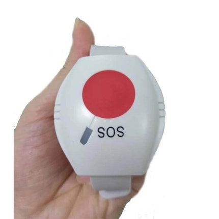King Pigeon Wireless Emergency Wristband for Seniors - white SOS help button wristband held in hand
