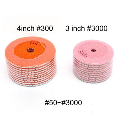 Diamond Flexible Polishing Pads For Stone Surfaces Stack Of 4in #300 And 3in #3000 Flexible Diamond Pads