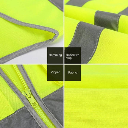 Reflective Safety Vest with Multiple Pockets for Workwear high-visibility polyester-viscose vest with reflective strips and zipper
