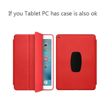 Universal Wall-Mounted Magnetic Holder for iPads and Phones shown holding a red tablet case and iPad for hands-free viewing