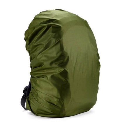 Waterproof Rain Cover for Backpacks and Outdoor Hiking Use - olive nylon waterproof-coated cover protecting backpack from rain and dust