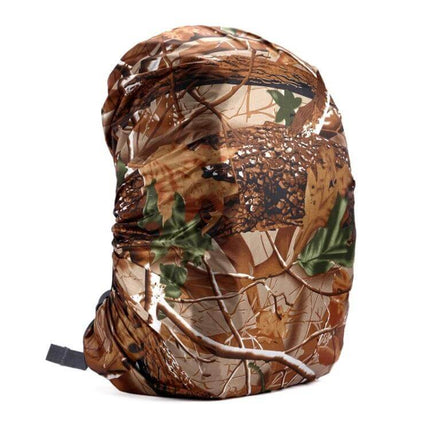 Waterproof Rain Cover for Backpacks and Outdoor Hiking Use in camouflage nylon protects gear from rain and dust