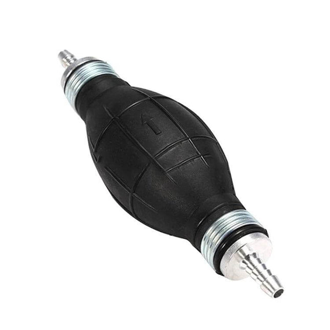 Manual Fuel Pump With Check Valve, Universal 6mm To 12mm — black hand bulb pump for priming diesel and gasoline engines, compact 15.4x4.6cm