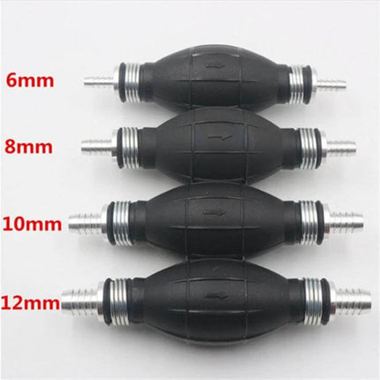 Manual Fuel Pump With Check Valve, Universal 6mm To 12mm - compact hand pump for diesel and gasoline with 6/8/10/12mm hose fittings