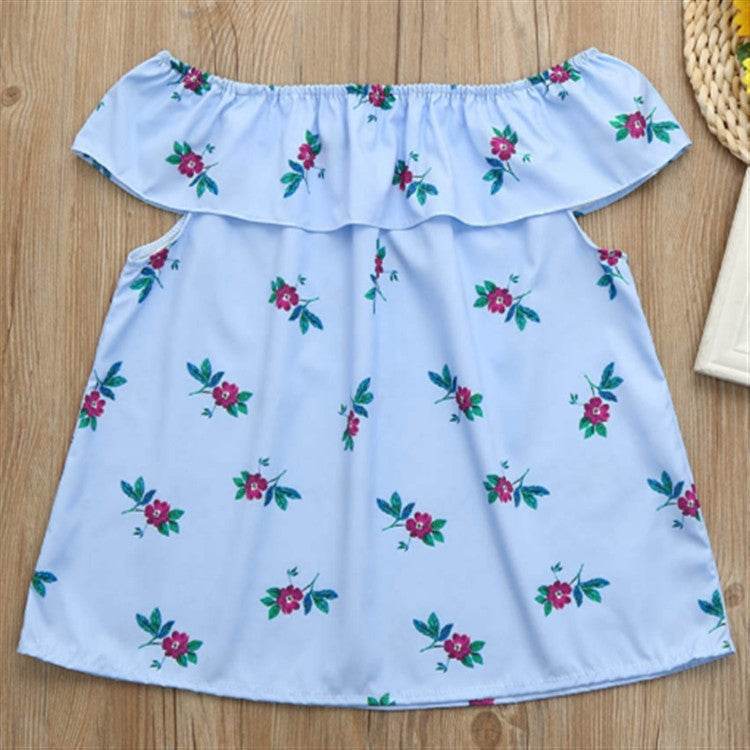 Summer Print Sleeveless Sling T-Shirt for Children 70CM 80CM 90CM 100CM