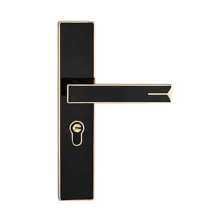 Aluminum Alloy Mute Door Lock for Home Interiors, Black Finish sleek black interior door handle with keyhole, quiet operation