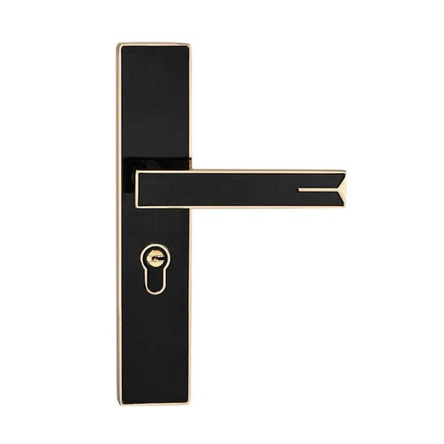 Aluminum Alloy Mute Door Lock for Home Interiors, Black Finish sleek black interior door handle with keyhole, quiet operation