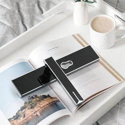 Aluminum Alloy Mute Door Lock for Home Interiors, Black Finish - sleek black interior door handle with quiet operation