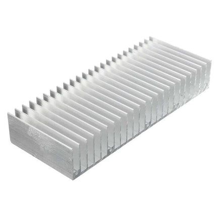Aluminum Heat Sink for Electronic Component Cooling, 150x60x25mm - silver aluminum finned heat sink for circuit boards, power ICs, transistors