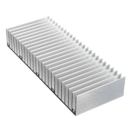 Aluminum Heat Sink for Electronic Component Cooling, 150x60x25mm silver anodized aluminum with multiple fins for circuit boards and power IC cooling