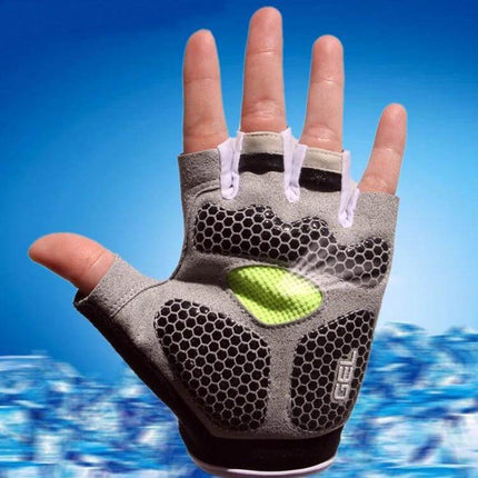 Cycling Gel-Padded Anti-Slip Half-Finger Gloves For Fitness - unisex breathable gel-padded training cycling glove with easy-pull design