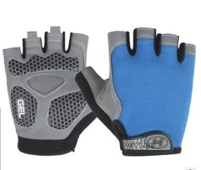 Cycling Gel-Padded Anti-Slip Half-Finger Gloves For Fitness, unisex breathable blue-gray training gloves with gel palm padding