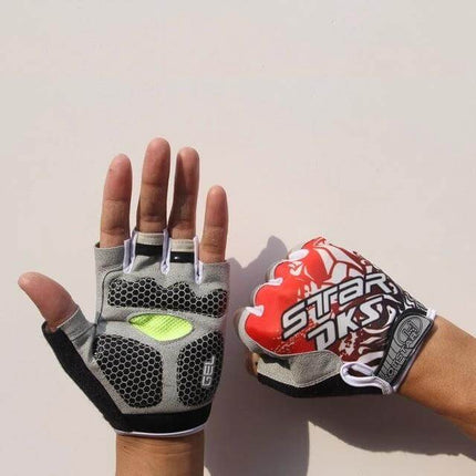 Cycling Gel-Padded Anti-Slip Half-Finger Gloves For Fitness - unisex breathable gel-padded cycling gloves with anti-slip grip and easy-pull design