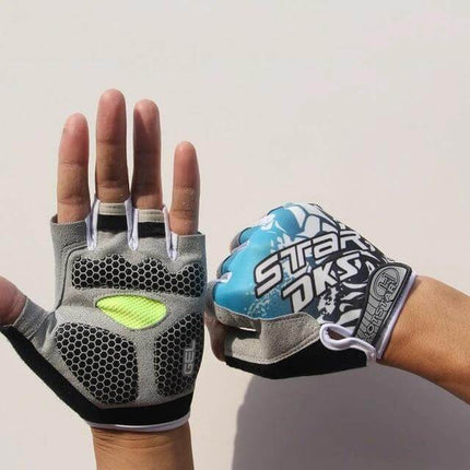 Cycling Gel-Padded Anti-Slip Half-Finger Gloves For Fitness - unisex breathable gel-padded cycling and fitness gloves with easy-pull tabs